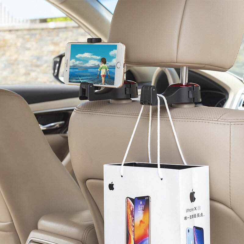 سيارة المقعد الخلفي هوك متعددة الوظائف معلقة تخزين حامل هاتف المحمول كسول قوس المقعد الخلفي الهاتف مسند الرأس قوس