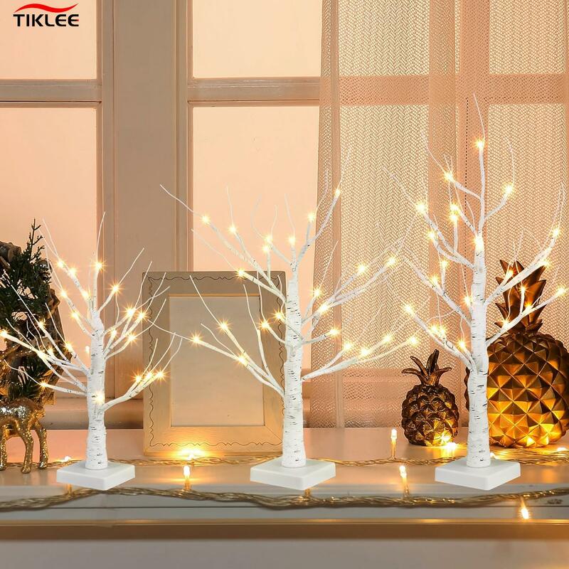 شجرة البتولا ضوء الليل ، زخرفة ضوء الجدول ، شجرة عيد الميلاد خرافية ، مصباح للمنزل ، غرفة نوم ، ديكور الزفاف ، حفلة ، عطلة ، 2 قدم