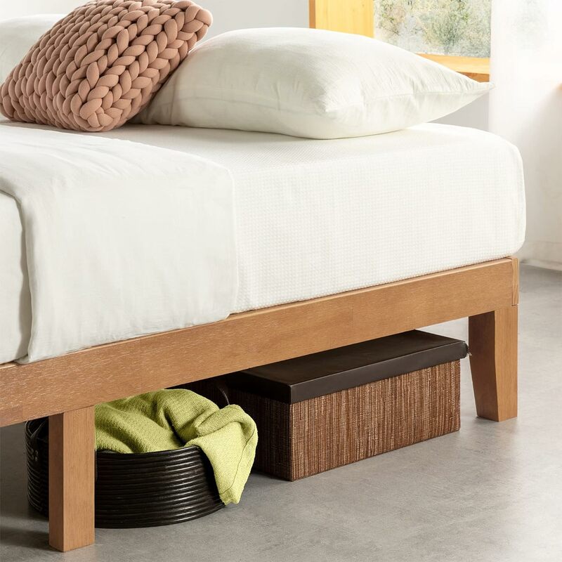 سرير بمنصة من خشب الصنوبر الصلب الطبيعي من Mellow ، 12 "، مزدوج XL ، صنوبر طبيعي ، كلاسيكي