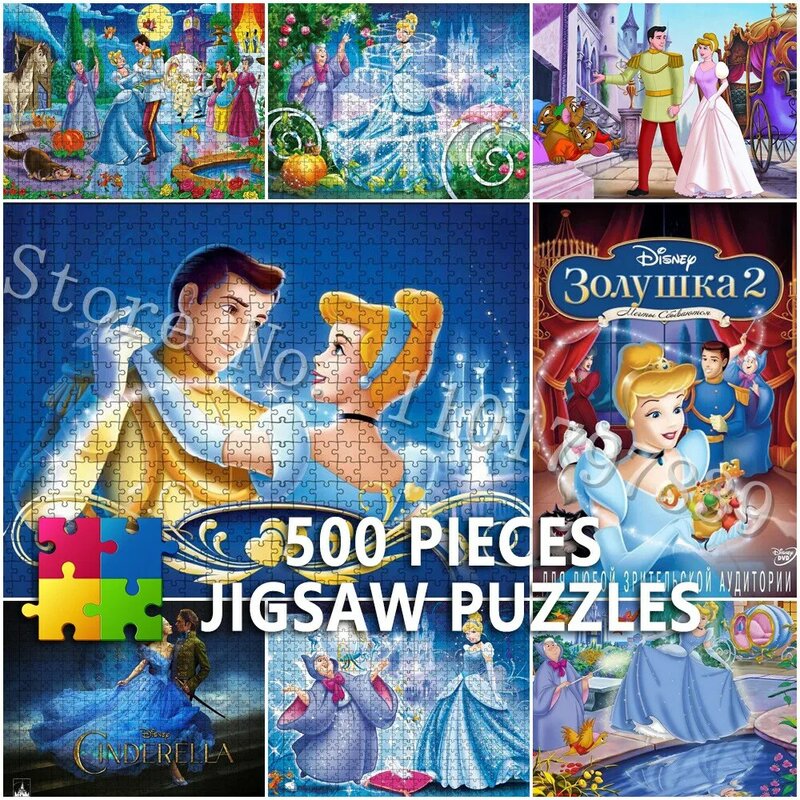 Disney Princess Cinderella Jigsaw Puzzles Decompress Educational Puzzles 500 Pieces Puzzle Paper Toys Kids Birthday Gifts