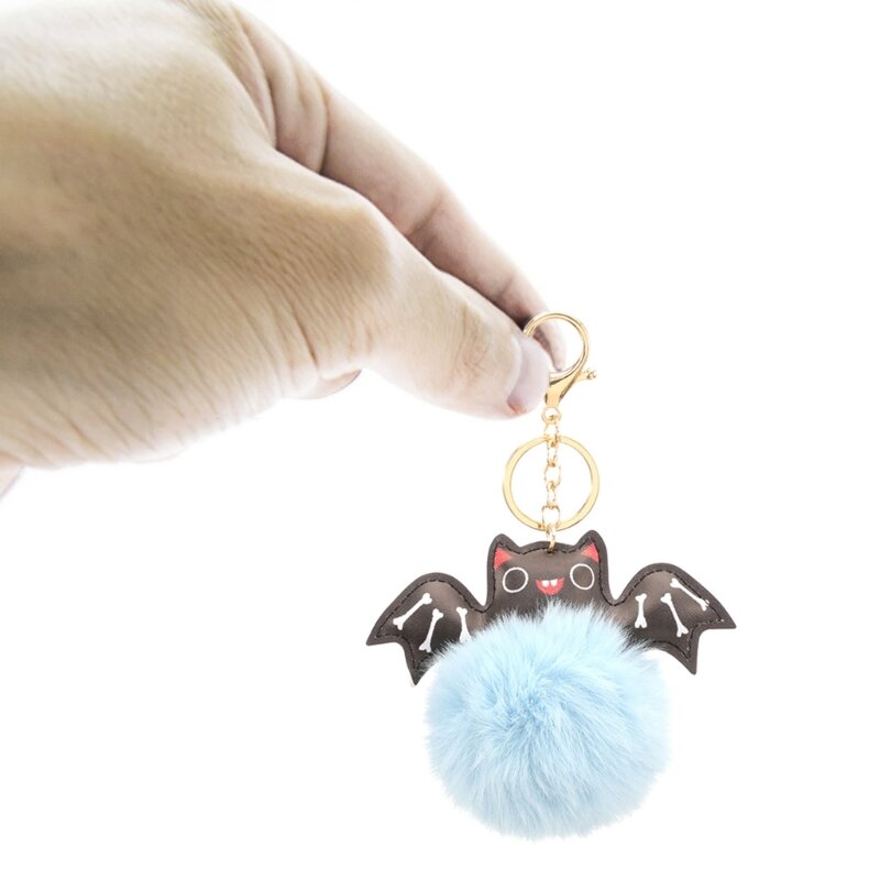 سلسلة مفاتيح على شكل خفاش الهالوين من القطيفة على شكل كرة مفاتيح وحقيبة يد ساحرة للنساء والفتيات