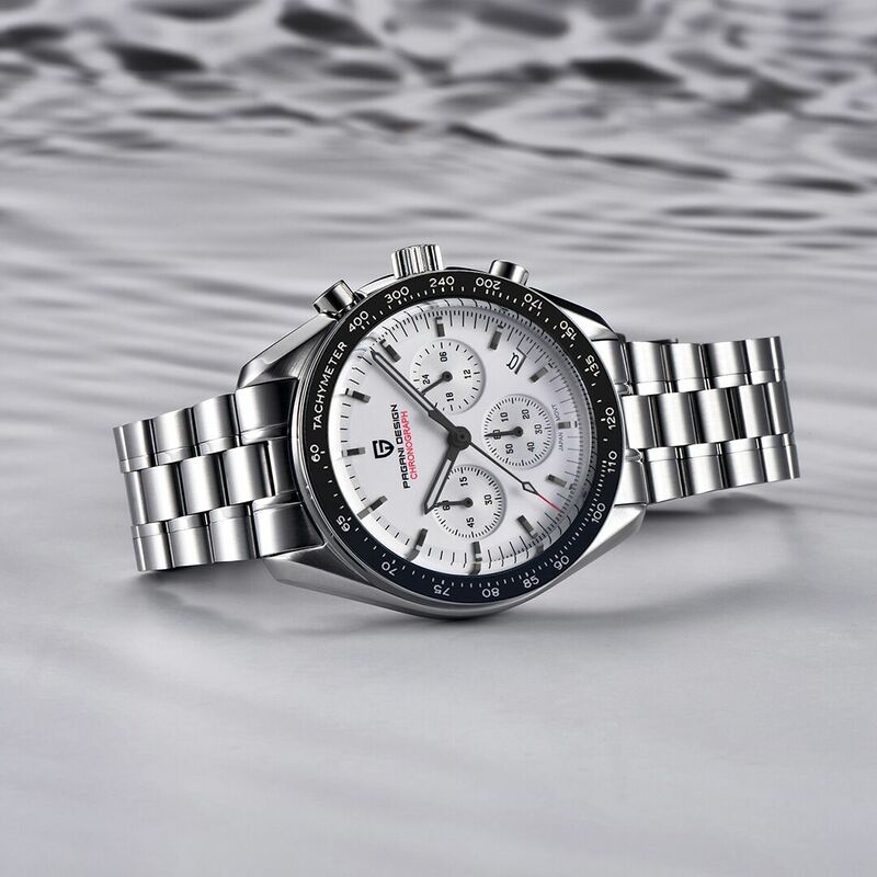 تصميم باجاني-ساعة رجالية كوارتز قمر مقاومة للماء ، كرونوغراف ، ساعة ياقوتية أوتوماتيكية من الياقوت ، 40 ، تناظرية
