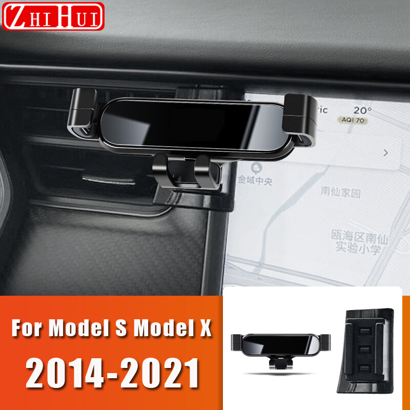 حامل هاتف محمول للسيارة ل تسلا نموذج S نموذج X 2014-2021 الهواء تنفيس جبل الجاذبية قوس حامل اكسسوارات السيارات ل LHD