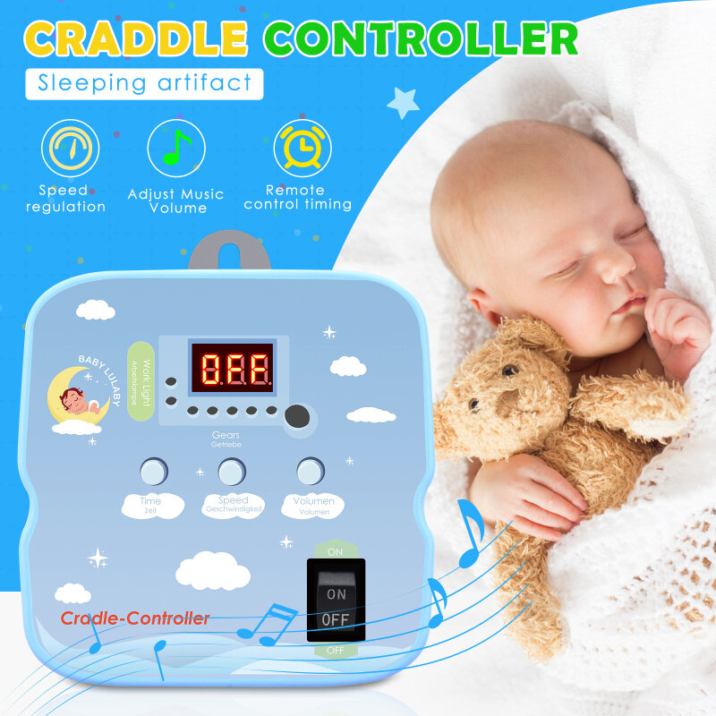 Babyschaukle-جهاز تحكم كهربائي أرجوحة للأطفال ، 2 زنبرك ، جهاز تحكم عن بعد ، حامل زنبركي للمحرك ، مؤقت قابل للتعديل ، بدون ضوضاء