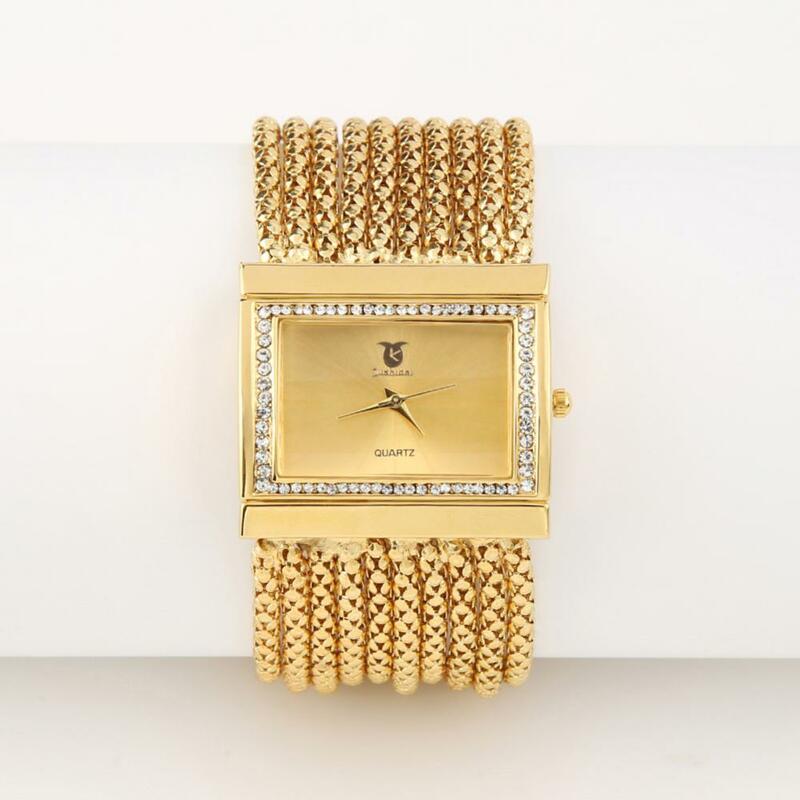 الخرز سبيكة النساء الساعات الفاخرة الذهبي متعدد الطبقات التناظرية الكوارتز الذهبي الفرقة سوار ساعة ساعة reloj mujer السيدات ساعة