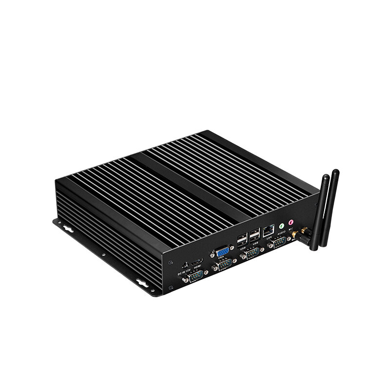كمبيوتر صغير صناعي بدون مروحة إنتل سيليرون 1037U 4x COM RS232 DB9 8x USB HDMI VGA جيجابت LAN ويندوز XP/7/8/10 لينكس IPC