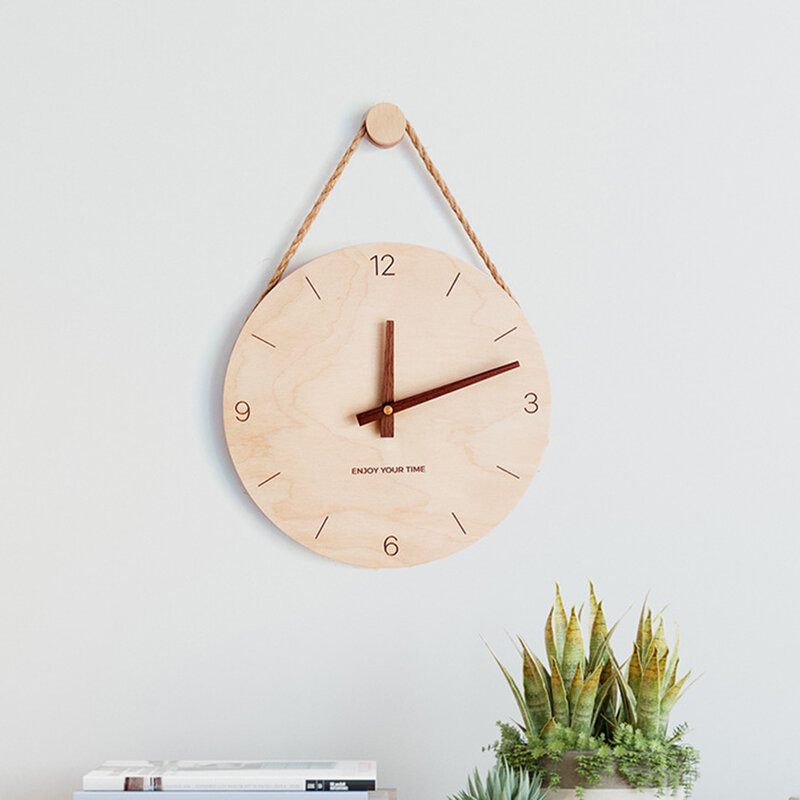 ساعة جمالية خشبية بحبل معلق ، بيانات قياس يدوية ، مناسبة لغرفة المعيشة ، طاولة ، جدار ، قطر سم