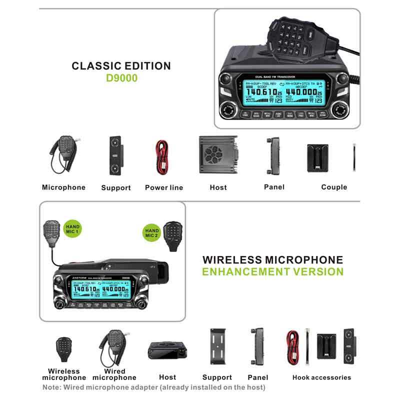 Zastone-D9000 Car walkie talkie Radio Station 50W UHF/VHF 136-174/400-520MHz ، جهاز إرسال واستقبال لاسلكي ثنائي الاتجاه Ham HF