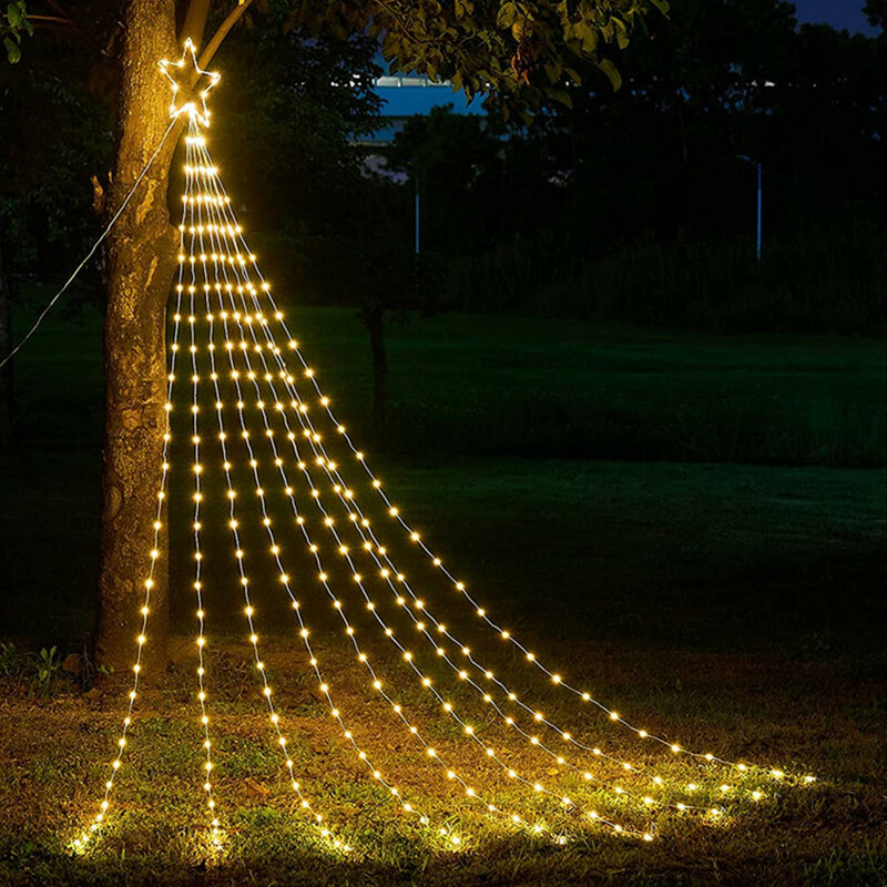 الإبداعية LED الخماسية نجمة شلال عيد الميلاد سلسلة أضواء في الهواء الطلق مقاوم للماء حديقة الديكور جارلاند لقضاء عطلة