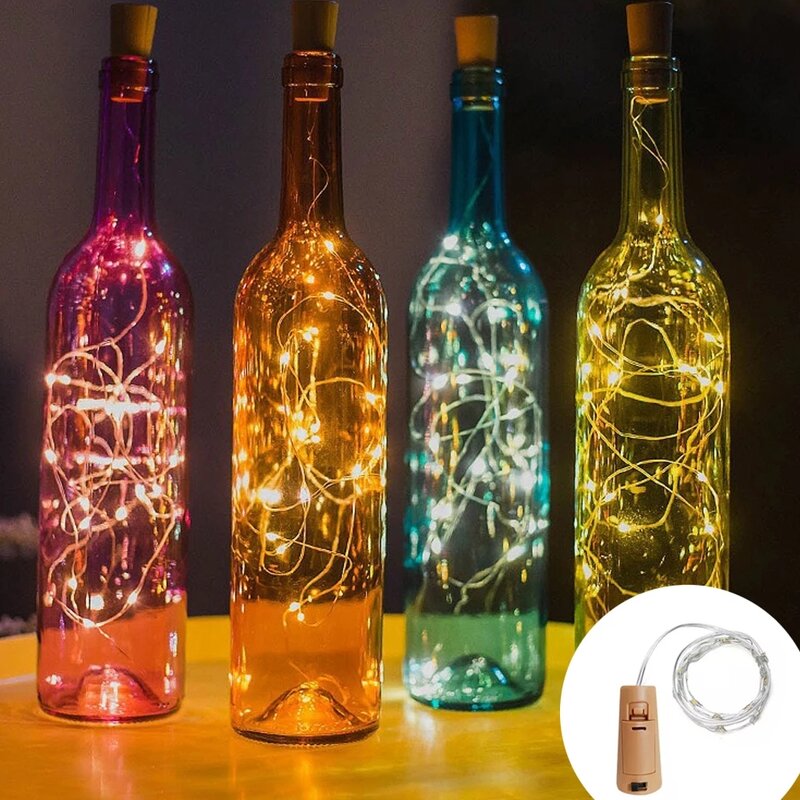 1/2/3M LED سدادة زجاجة النبيذ سلسلة أضواء عطلة الديكور الطوق النبيذ زجاجة الجنية ضوء عيد الميلاد أضواء خيط سلك نحاسي