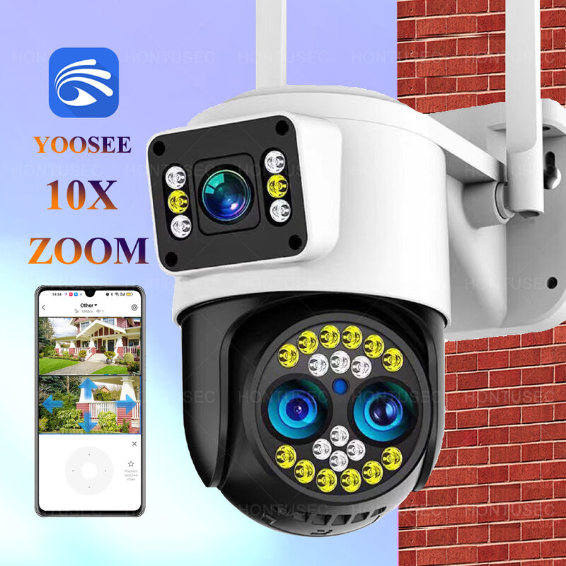 Yoosee-كاميرا صوت لاسلكية بطريقتين ، شاشات مزدوجة ، رؤية ليلية ملونة ، مقاوم للماء في الهواء الطلق ، واي فاي ، 4K ، 8MP ، 10X Zoom