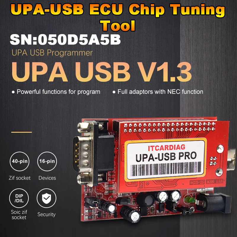 UPA USB PRO V1.3 SN:050D5A5B رقاقة ECU ضبط مع 350MB كامل النصي Upa Usb مبرمج 2023 كامل Eeprom محول دعم Win10