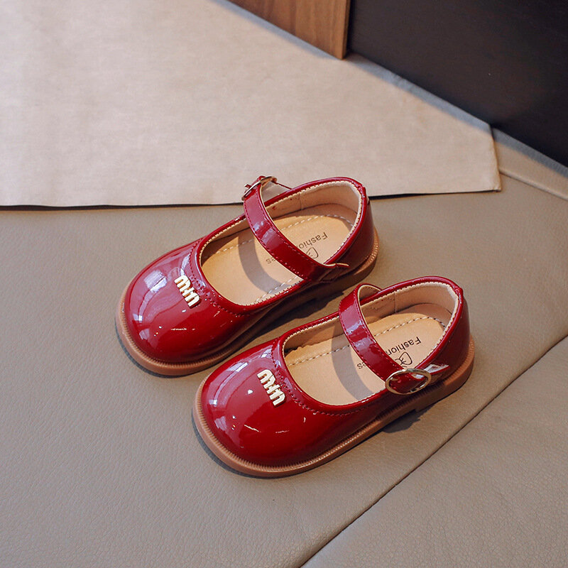 موضة بنات أحذية أطفال ليتل الأميرة أحذية من الجلد لحفلات الزفاف الطلاب أداء فستان أحذية أسود بيج أحمر