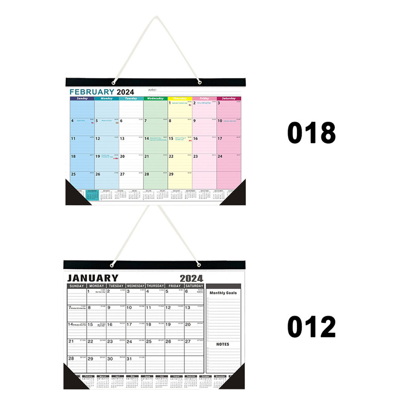 2023-2024 سنة التقويم 18 شهري مكتب المنزل تنظيم الديكور مع تعليق هوك جدار التقويم سميكة ورقة الجدول الزمني