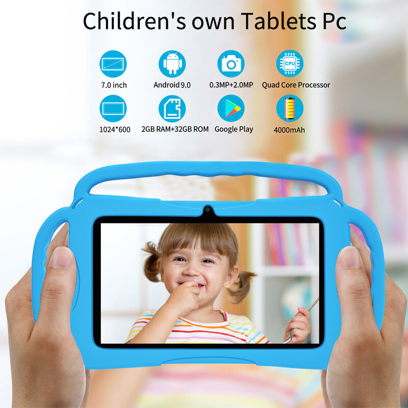 كمبيوتر لوحي صغير يعمل بنظام أندرويد للأطفال ، إصدار عالمي ، 5G ، واي فاي ، 2GB RAM ، 32GB ROM ، 7 "،