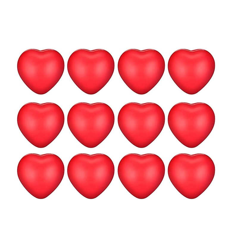 كرات الإجهاد القلب الأحمر لمكافأة كرنفال المدرسة ، كرات عيد الحب ، 12 قطعة