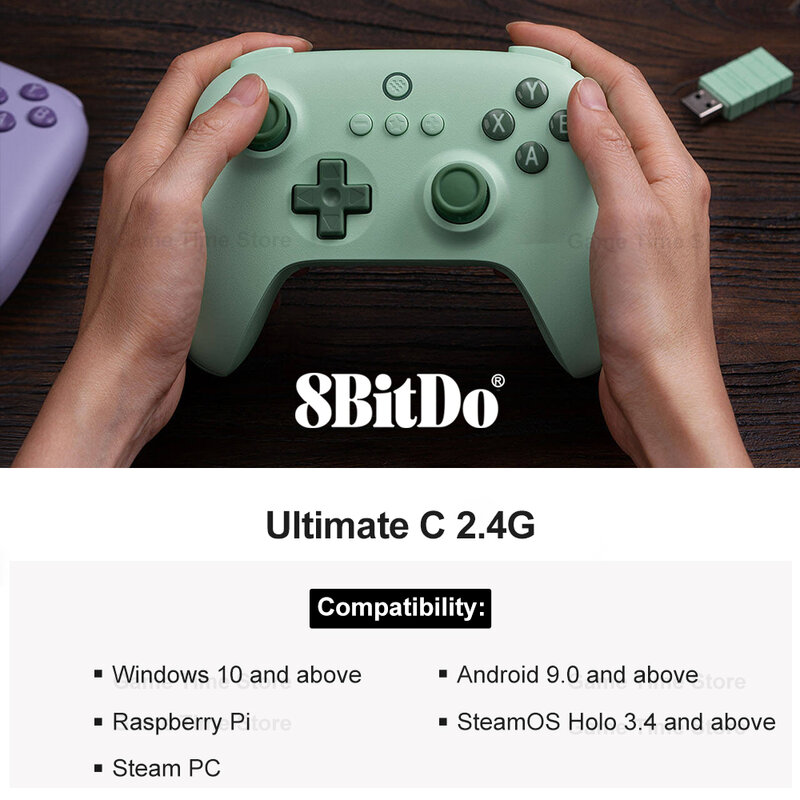 8BitDo وحدة تحكم ألعاب 2.4G لاسلكية في نهاية المطاف C للكمبيوتر ، ويندوز 10 ، 11 ، جهاز كمبيوتر بالبخار ، راسبيري بي ، أندرويد
