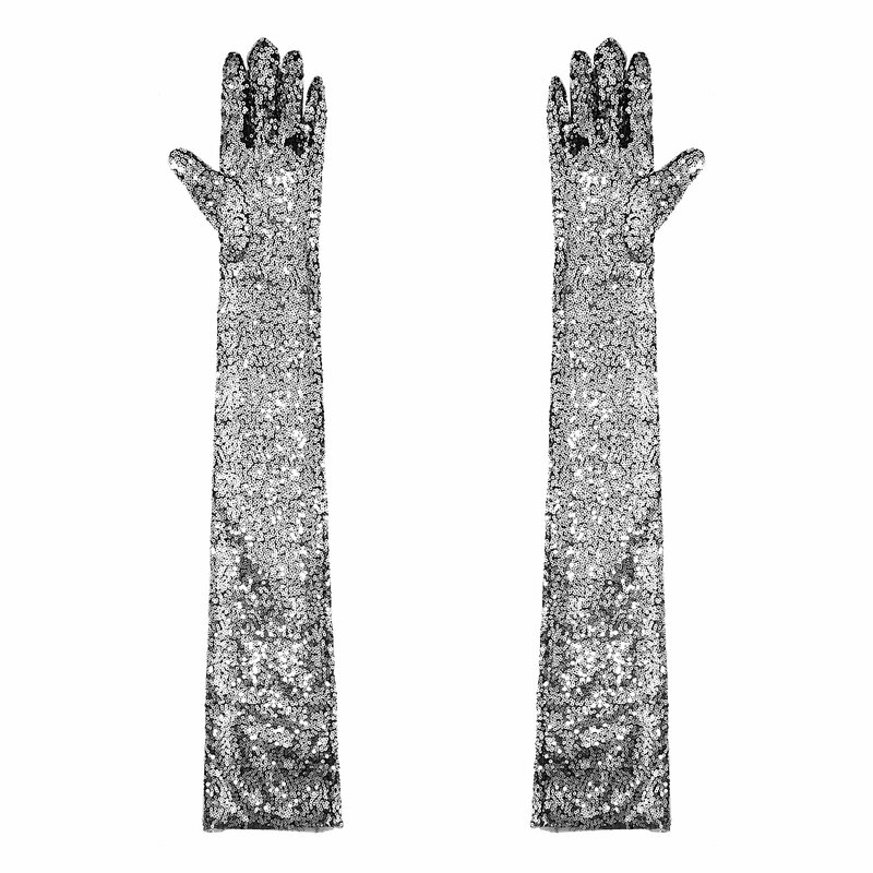 للمرأة خمر قفازات الترتر لامعة, قفازات طويلة, إصبع طول الكوع, حفلة سهرة أداء ازياء اكسسوارات, 1920s