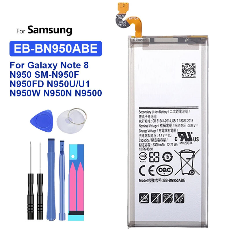 EB-BN950ABE بطارية لأجهزة سامسونج جالاكسي نوت 8 ، N950 ، SM-N950F ، N950FD ، N950U ، U1 ، N950W ، N950N ، N9500 ، 3300mAh