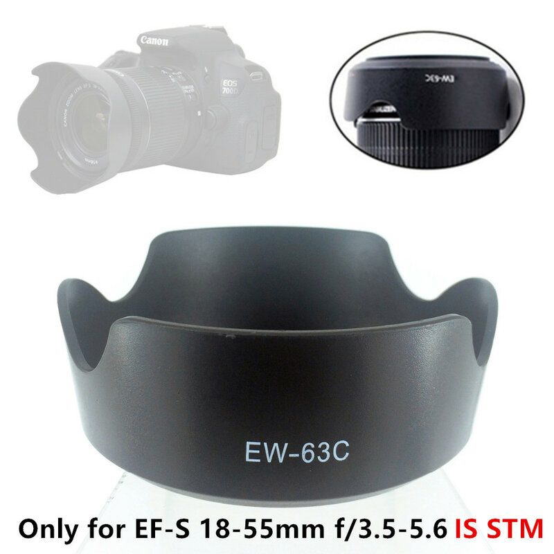 عدسة هود استبدال EW-63C لكانون EF-S 18-55 مللي متر f/3.5-5.6 هو STM / 18-55 مللي متر F3.5-5.6 هو STM EW63C