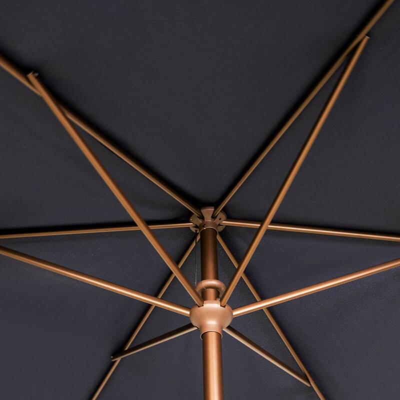 مظلة طاولة خارجية مستطيلة مع كرنك وزر ضغط ، مظلة فناء ، ميل ، أزرق داكن ، 6.5x10ft