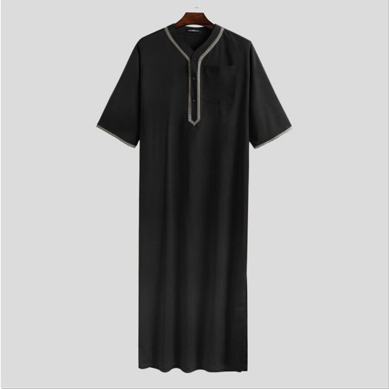 طقم روب إسلامي طويل فضفاض للرجال ، قميص دبي ، كم قصير ، المملكة العربية السعودية ، ملابس ثوب ، عباية عربية باكستانية ، 2023
