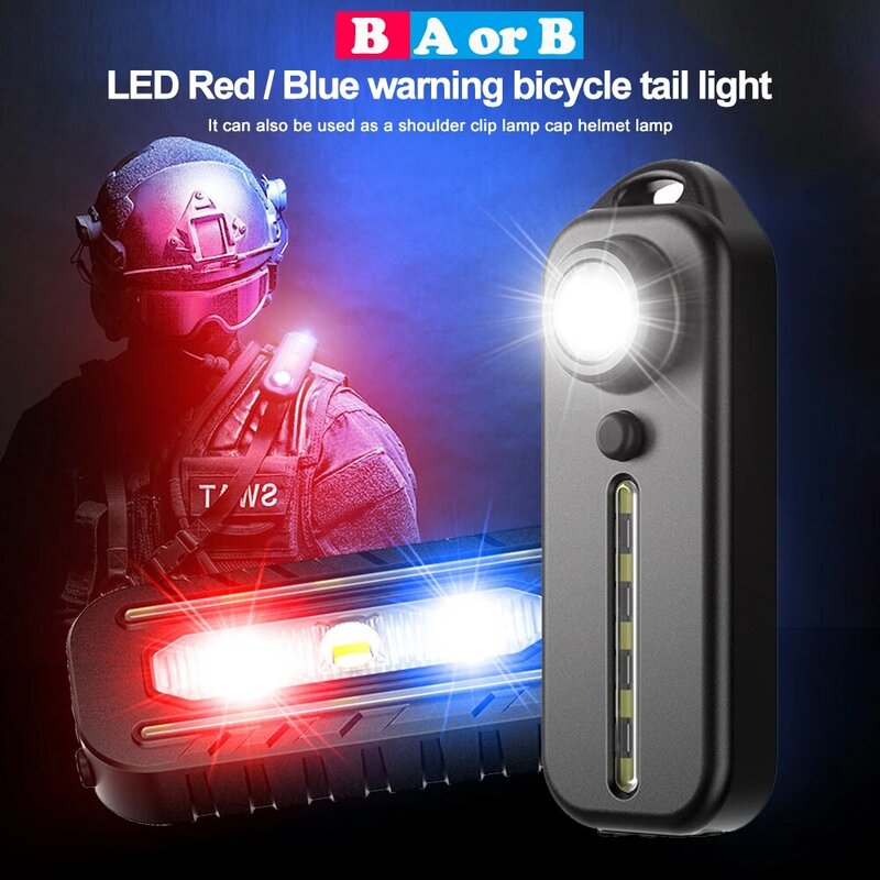 الأحمر والأزرق LED الكتف كليب تحذير ضوء الشرطة الكتف ضوء الصرف الصحي عامل سلامة دورية مصباح إشارة دراجة الذيل ضوء