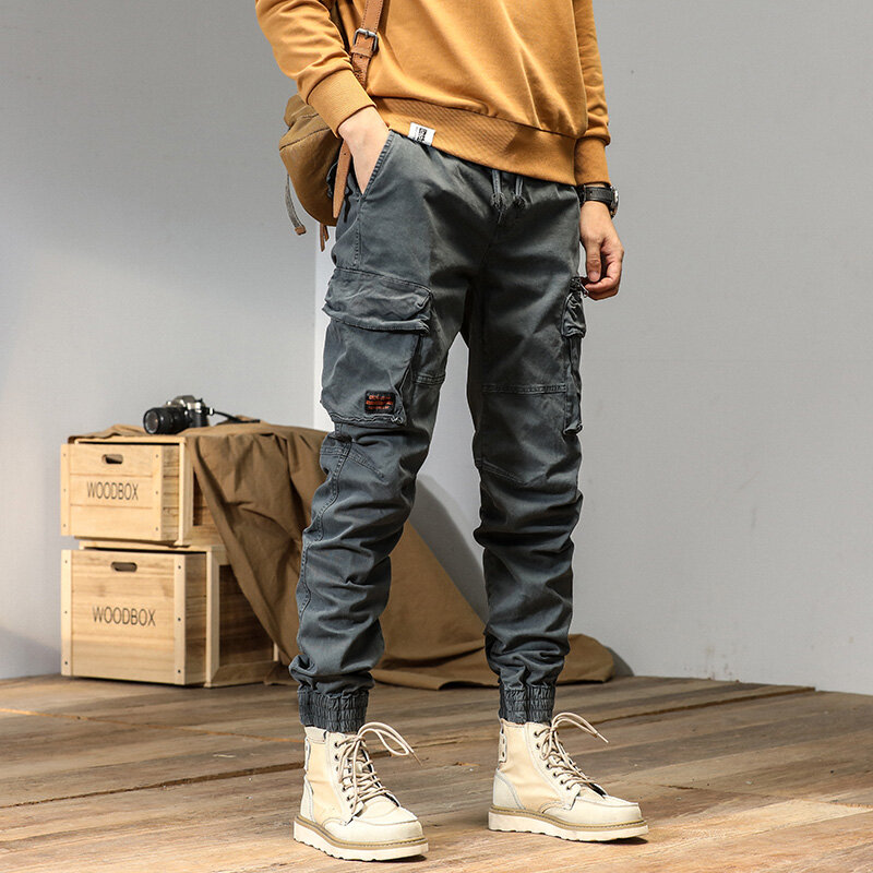 CAAYU Joggers البضائع السراويل الرجال عادية Y2k متعدد جيب الذكور بنطلون Sweatpants الشارع الشهير Techwear التكتيكية المسار السراويل السوداء الرجال