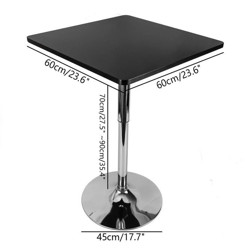 طاولة حفلات باربيسترو مربعة ، طاولة دوارة بقاعدة من الفولاذ المقاوم للصدأ ، إطار من الفولاذ المقاوم للصدأ ، طاولة كمبيوتر محمول ، مكتب