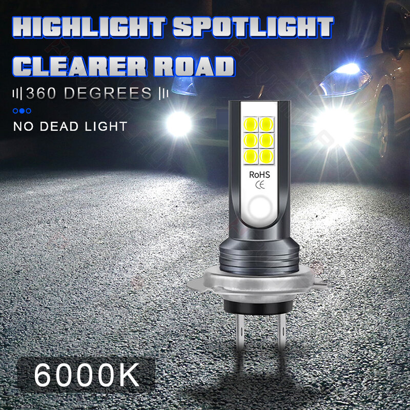 PCVBMLAUT-السوبر مشرق LED المصابيح الأمامية ، عالية ومنخفضة شعاع ، الضباب مصباح إضاءة ، اكسسوارات السيارات ، الأبيض ، 6000K ، 201001-H7 ، 2 قطعة