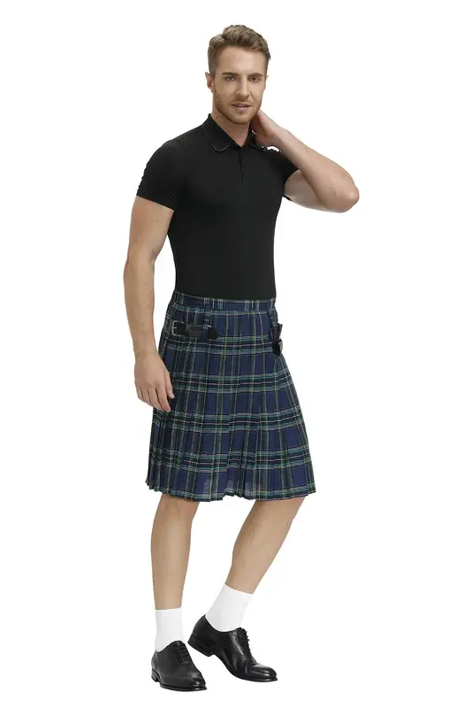 الرجال اسكتلندا النقبة التقليدية منقوشة حزام مطوي سلسلة الثنائية القوطية الشرير الهيب هوب الطليعية الاسكتلندية الترتان السراويل التنانير