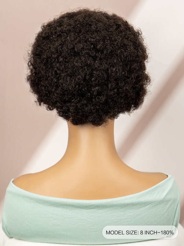 شعر مستعار قصير مجعد منفوش للنساء ، شعر مستعار بشري مجعد مجعد مع ضفائر ، دانتيل شفاف ، كثافة ، 6 بوصة ، 13 × 4 عالية الدقة