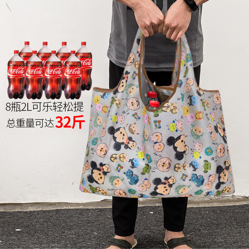 ديزني المرأة حمل الحقائب ميكي ماوس دونالد داك الكرتون مقاوم للماء حقيبة تسوق طوي المحمولة تخزين حقائب الفتيات حقائب
