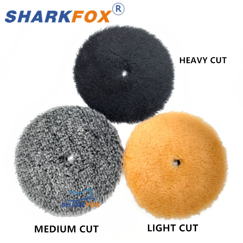 Sharkfox-وسادة تلميع للسيارة للتلميع التفصيلي ، كثافة عالية ، صوف الضأن ، وسادة التلميع ، الصوف ، 5 بوصة ، 6 بوصة