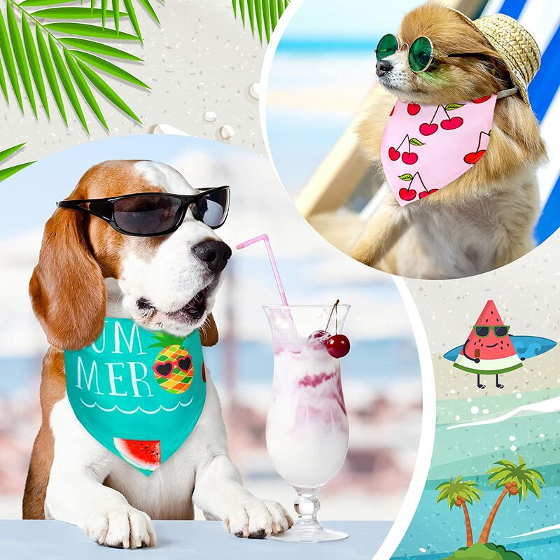 50 حزمة الصيف هاواي الكلب عصابات لينة مثلث الكلب وشاح البوليستر الفاكهة باندانا الزهور أنماط للحيوانات الأليفة الصغيرة المتوسطة الكبيرة