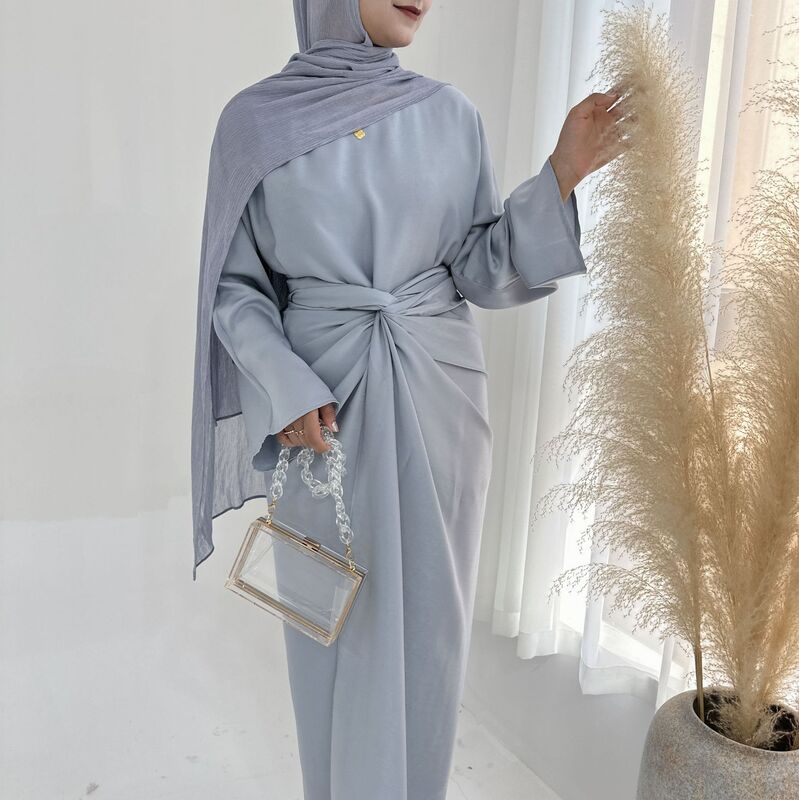 فستان عباية مع غطاء أمامي وتنورة للنساء المسلمات ، فساتين طويلة داخلية ، نداء عربي ، تحت عباية ، ملابس إسلامية دبي ، 2 *