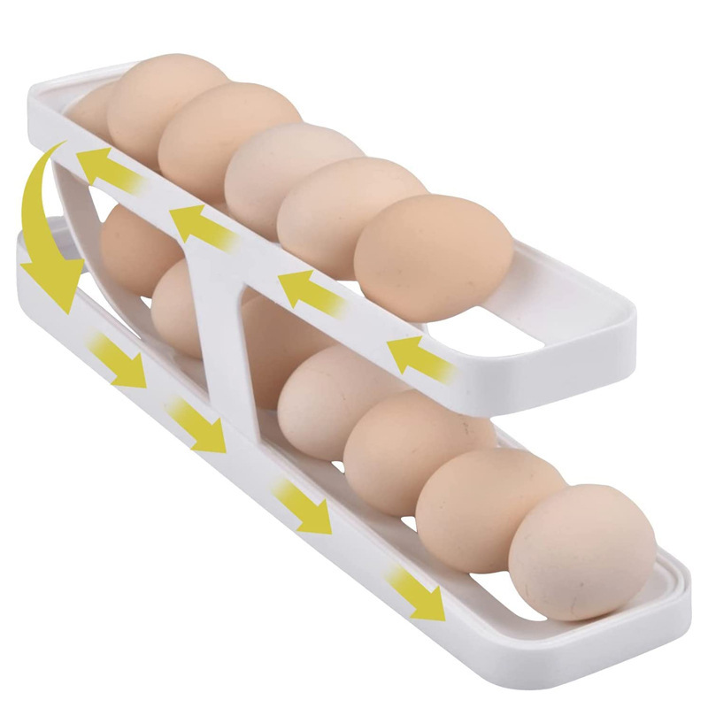 2023 جديد ثلاجة البيض المتداول تخزين الرف حامل تخزين البيض المتداول البيض موزع الثلاجة صندوق تخزين