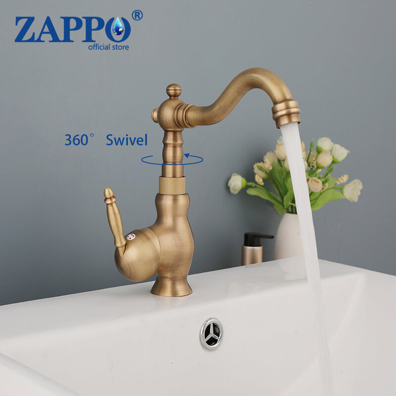 صنبور حمام ذو مقبض فردي عتيق من ZAPPO ، صنبور خلاط برونزي ، صنبور متعدد الوظائف ، صنبور دوار بدرجة ، حوض حمام