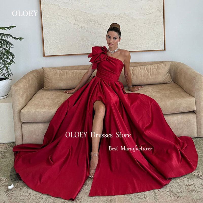 فساتين سهرة من OLOEY-Red من الساتان ، فستان طويل بكتف واحد ، فستان للحفلات الراقصة ، فستان مناسب للحفلات الرسمية ، فساتين المشاهير ، 2024