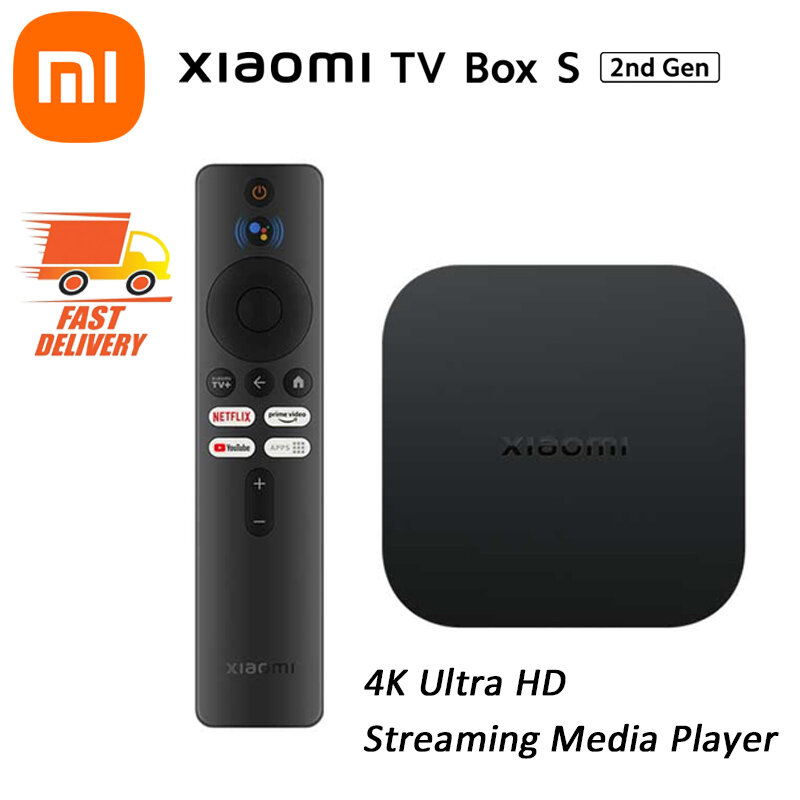 شاومي-Mi TV Box S 2nd Gen, إصدار عالمي, مشغل ذكي, دولبي فيجن, HDR10 +, مساعد جوجل, 4K Ultra HD, BT5.2, 2GB, 8GB
