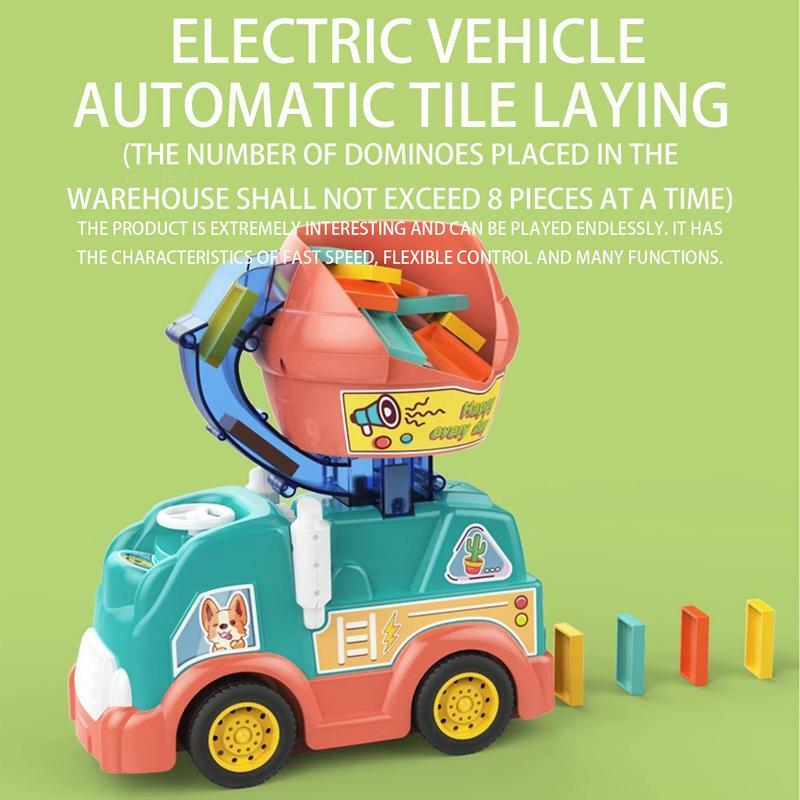 آلة الدومينو الكهربائية مع الصوت والضوء ، مجموعة كتل قطار الدومينو ، ملونة ، إبداعية ، لعبة