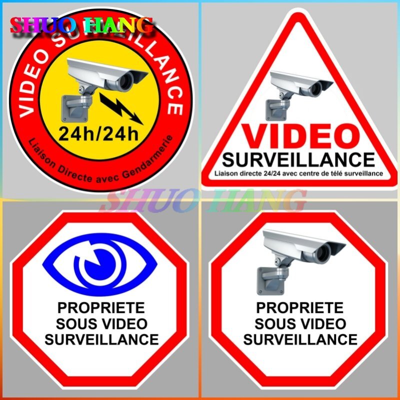حماية كاميرا فيديو على مدار 24 ساعة ، مراقبة أمنية ، إنذار ، ملصقات فينيل ، مناسبة لمراكز التسوق ، جدران الشوارع ، بولي كلوريد الفينيل