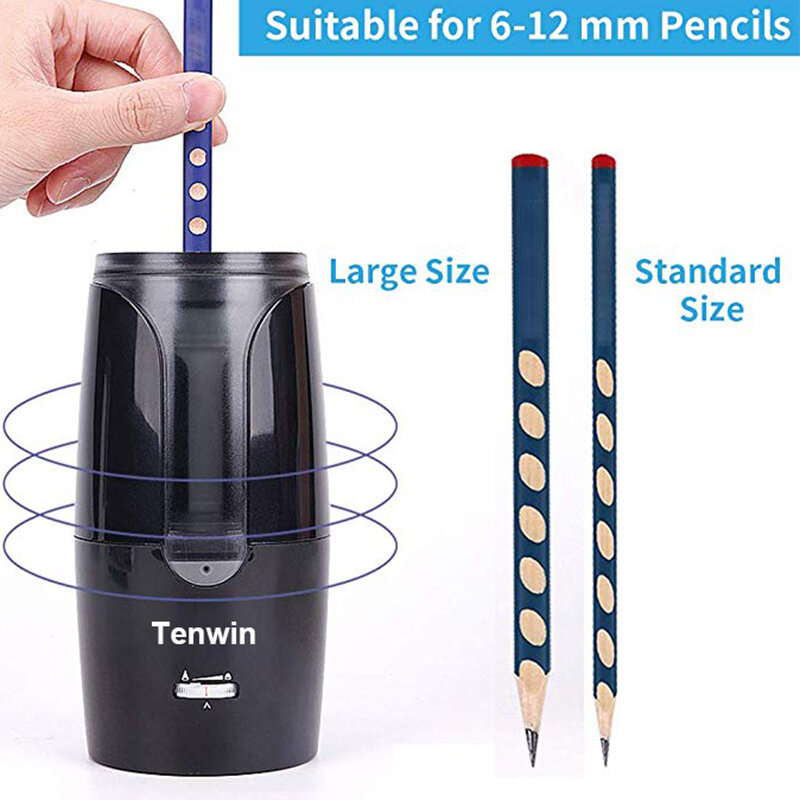 Tenwin-مبراة كهربائية أوتوماتيكية ، شحذ ميكانيكي للأقلام الملونة ، اللوازم المكتبية والمدرسية ، القرطاسية ، شحن مجاني