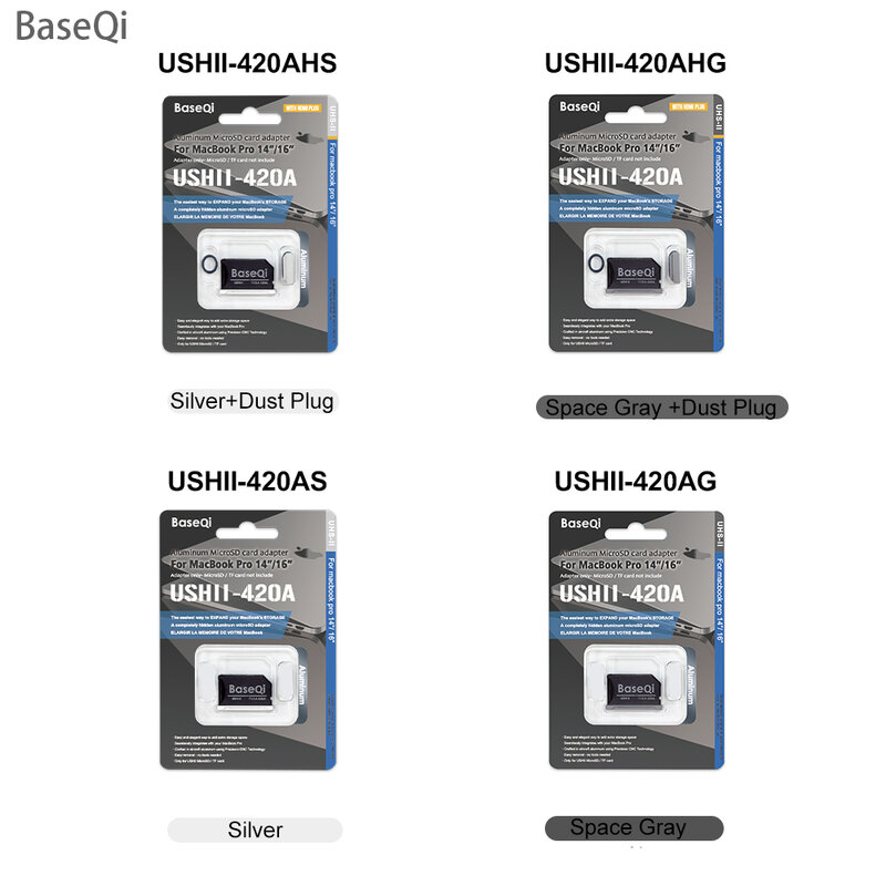 قارئ بطاقات محرك ميني BaseQi من الألومنيوم لماك بوك برو ، محول بطاقة SSD مايكرو ، 420AG ، M1 ، M2 ، M3 ، 14in ، 16in ، 23 in ، 22 in ، 21 in ،