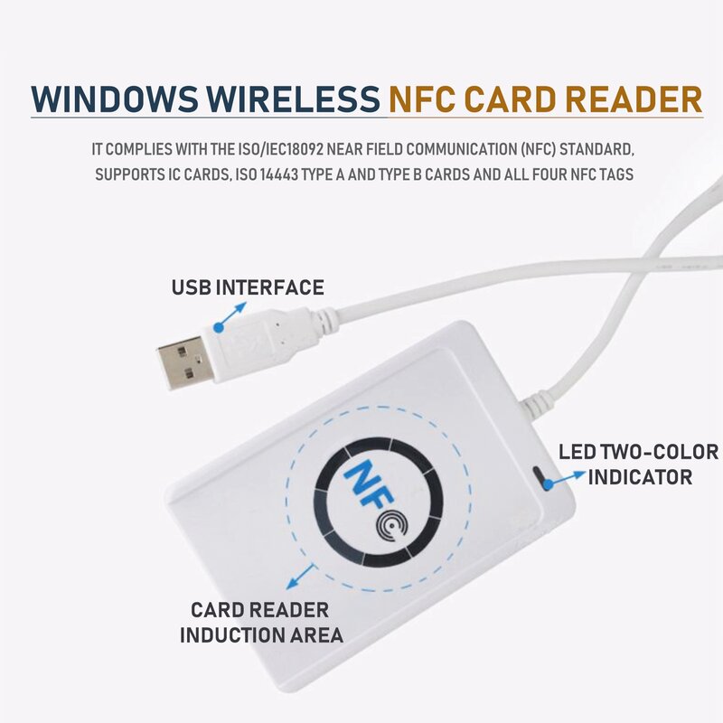 USB NFC قارئ بطاقة الكاتب ACR122U-A9 الصين الاتصال قارئ بطاقة التعريف بالإشارات الراديوية ويندوز اللاسلكية NFC