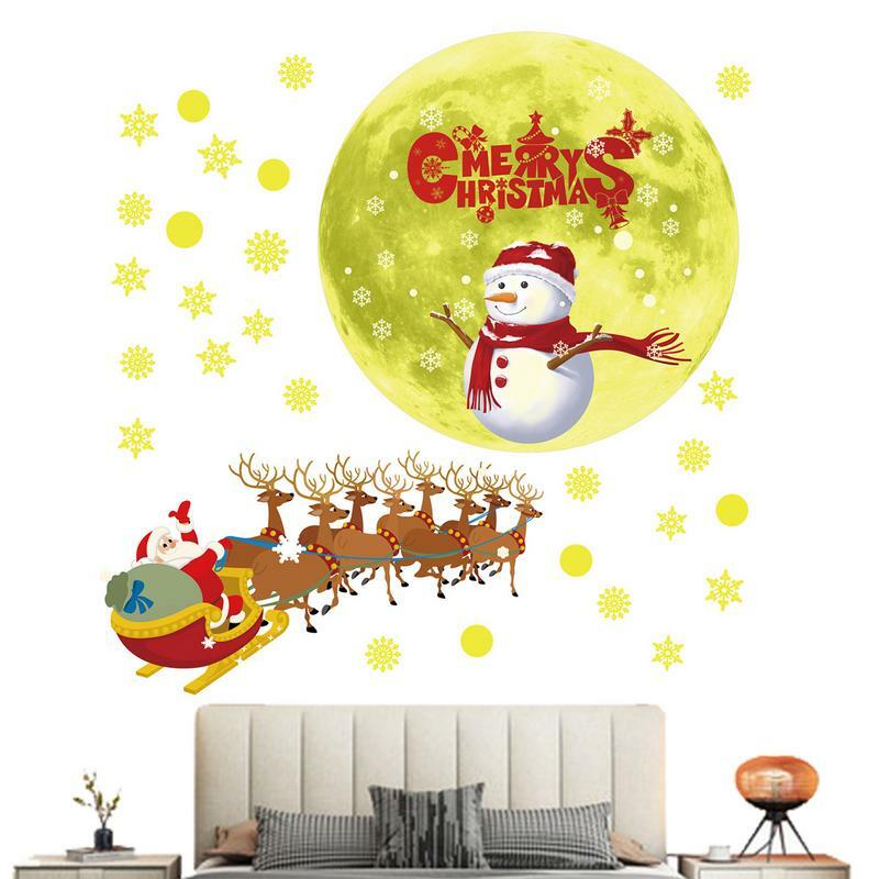 متوهجة ملصقات عيد الميلاد ، دائم ، مضيئة ، الثلج الجدار ملصق مائي ، سانتا كلوز ملصقا ، غرفة الديكور ، اكسسوارات ، هدية