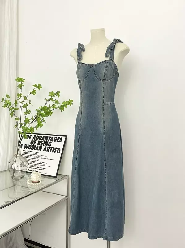 فستان جينز موضة تنورة طويلة الخصر فستان للنساء #1