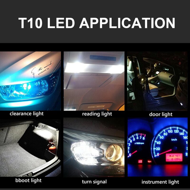 10 قطعة T10 W5W لمبة 12 فولت LED لوحة ترخيص مصباح COB T10 LED Canbus التخليص مصباح Led أضواء وقوف السيارات أضواء اكسسوارات