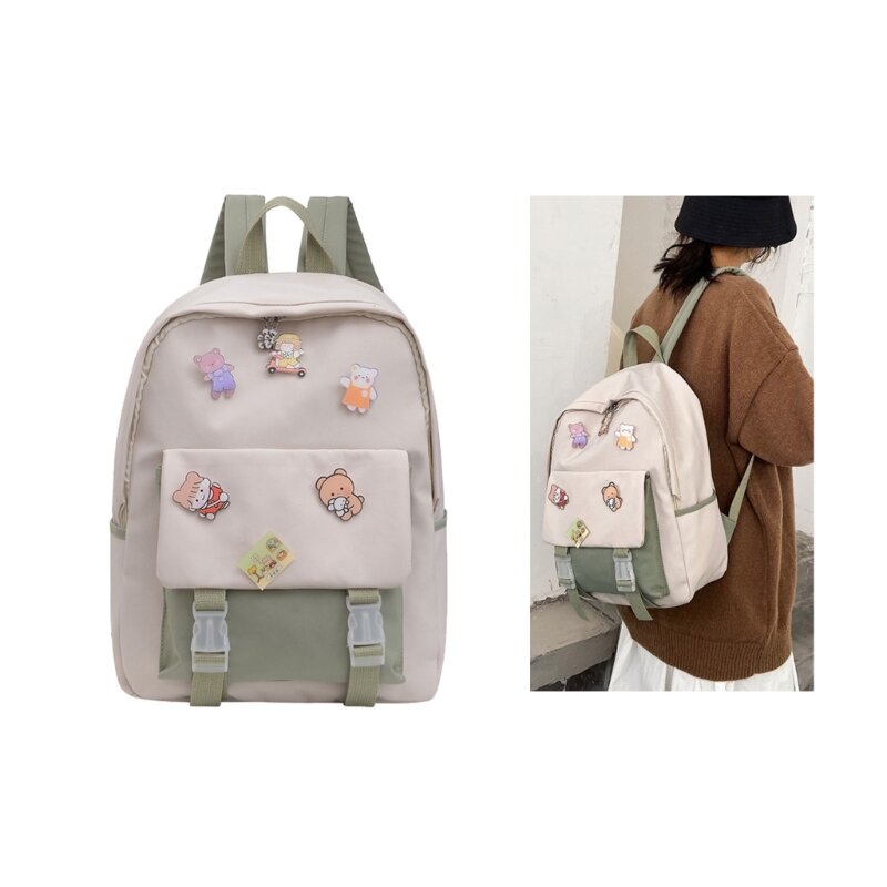 حقيبة ظهر Harajuku كبيرة للبنات حقيبة كتب للسفر حقيبة مدرسية من النايلون للسيدات
