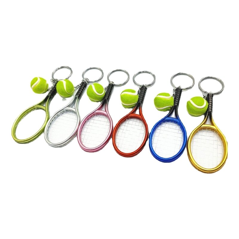 6 قطع من سلسلة مفاتيح التنس مع مضرب تنس وكرة تنس هدية للأطفال